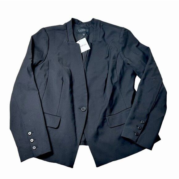 Eloquii Blazer Jacket Women's Size 14 Black Cotton Blend One Button Career New - Picture 6 of 6